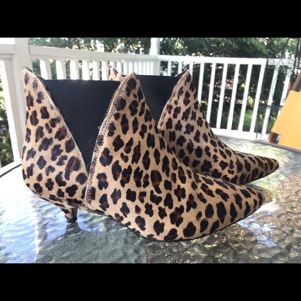 NWT Top Shop leopard calf hair kitten heel booties